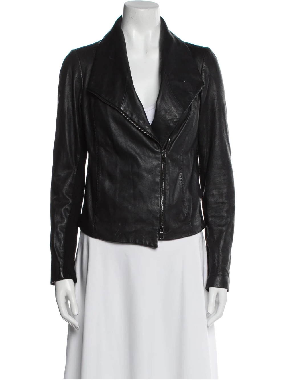 Vince Black Leather Biker Jacket